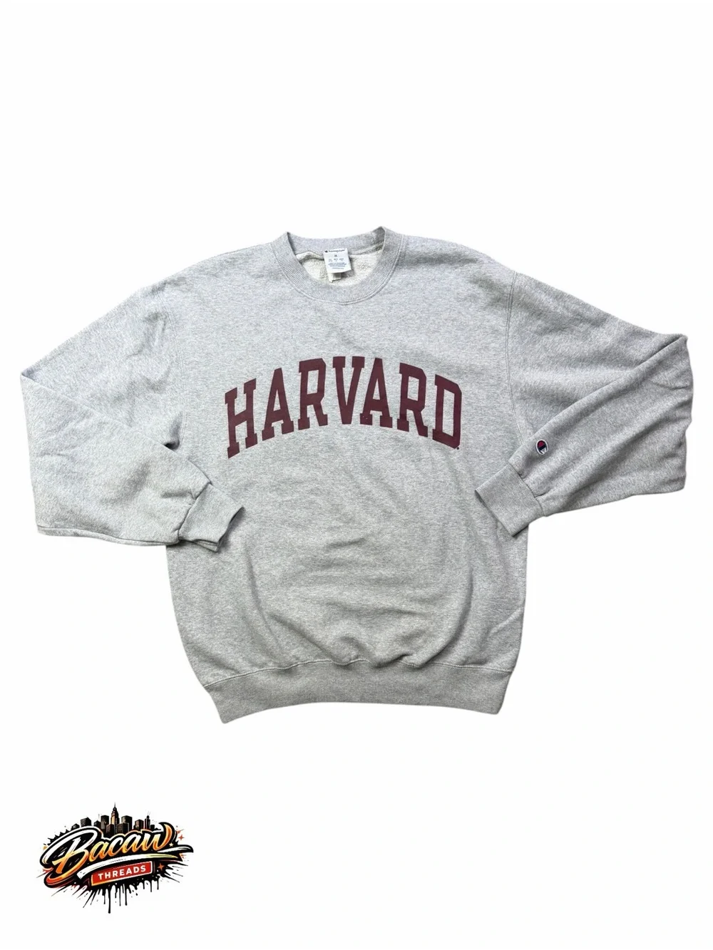 Vintage 90s Champion Harvard University Gray Crewneck Long Sleeve Sweatshirt